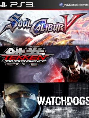  3 juegos en 1 SOULCALIBUR V mas TEKKEN TAG TOURNAMENT 2 mas Watch_Dogs Ps3