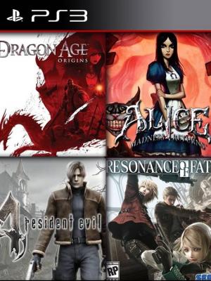 4 juegos en 1 Resonance of Fate mas Resident Evil 4 mas Alice: Madness Returns mas Dragon Age: Origins ps3