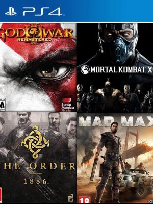 4 JUEGOS EN 1 Mortal Kombat XL MAS God of War III Remastered MAS Mad Max MAS The Order 1886 PS4