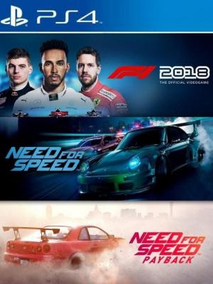 3 JUEGOS EN 1 F1 2018 MAS NEED FOR SPEED MAS NEED FOR SPEED PAYBACK PS4